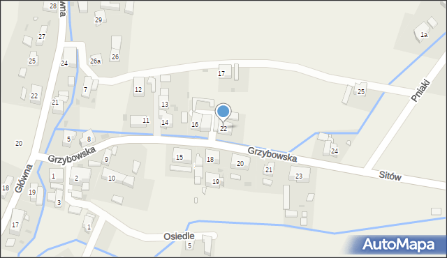 Jugów, Grzybowska, 22, mapa Jugów