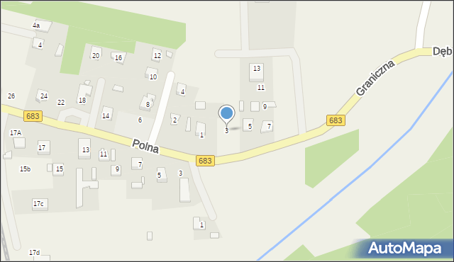 Julianów, Graniczna, 3, mapa Julianów