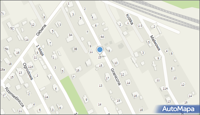 Justynów, Graniczna, 13, mapa Justynów