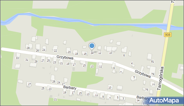 Kalety, Grzybowa, 14, mapa Kalety