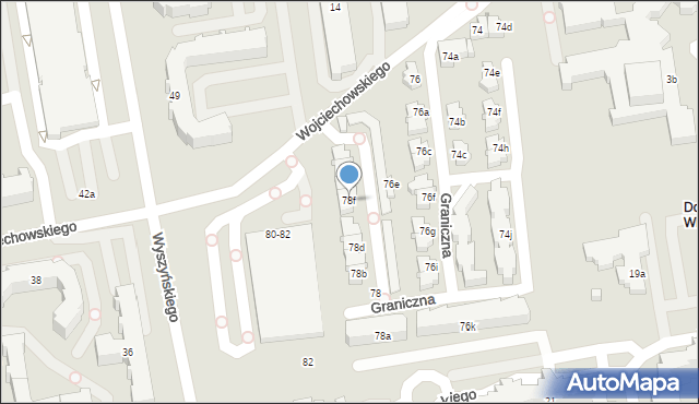 Kalisz, Graniczna, 78f, mapa Kalisza