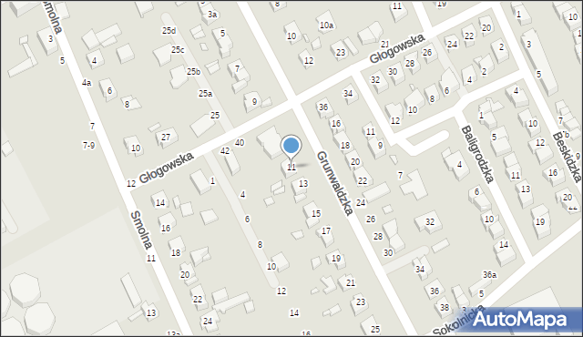 Kalisz, Grunwaldzka, 11, mapa Kalisza