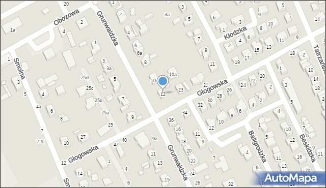 Kalisz, Grunwaldzka, 12, mapa Kalisza