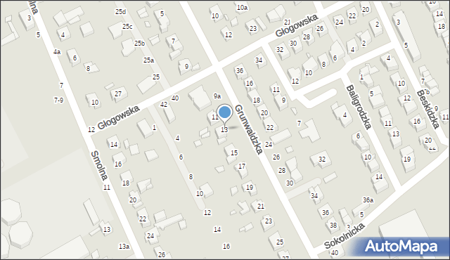 Kalisz, Grunwaldzka, 13, mapa Kalisza