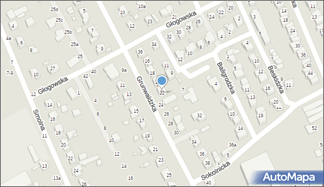 Kalisz, Grunwaldzka, 22, mapa Kalisza