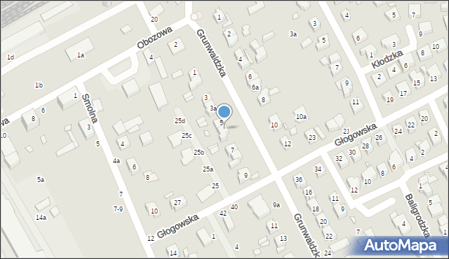 Kalisz, Grunwaldzka, 5a, mapa Kalisza