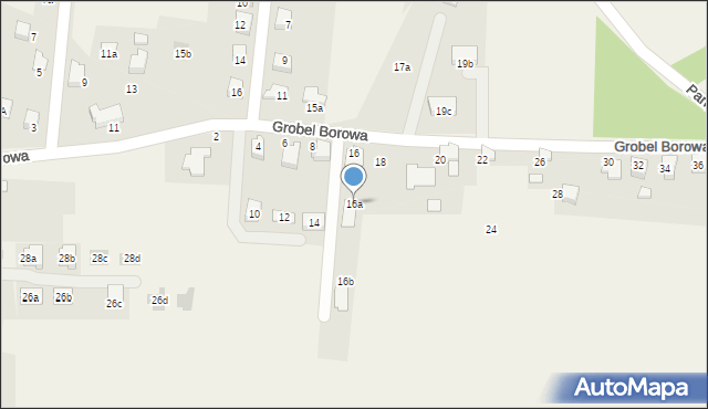 Kaniów, Grobel Borowa, 16a, mapa Kaniów