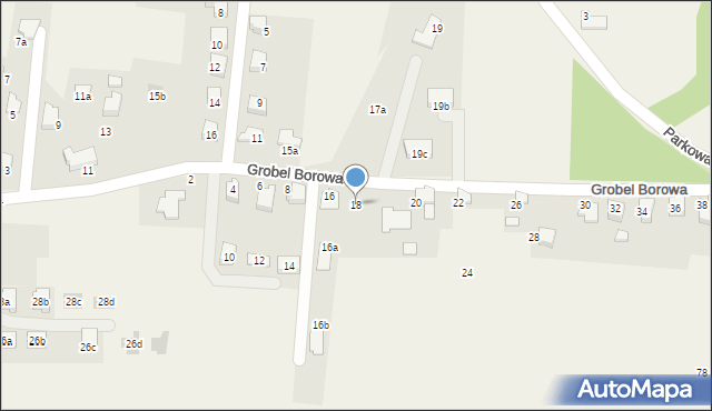 Kaniów, Grobel Borowa, 18, mapa Kaniów