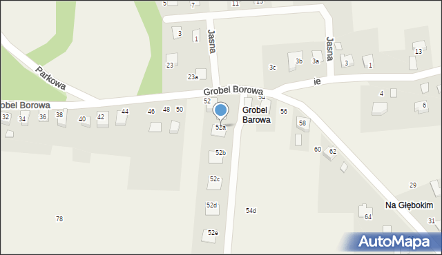 Kaniów, Grobel Borowa, 52a, mapa Kaniów