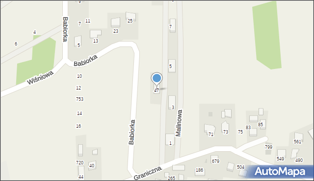 Kaszów, Graniczna, 51, mapa Kaszów