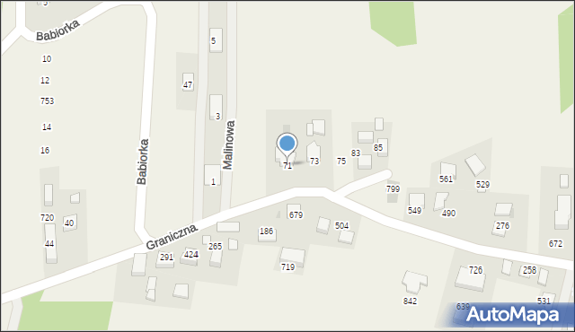 Kaszów, Graniczna, 71, mapa Kaszów