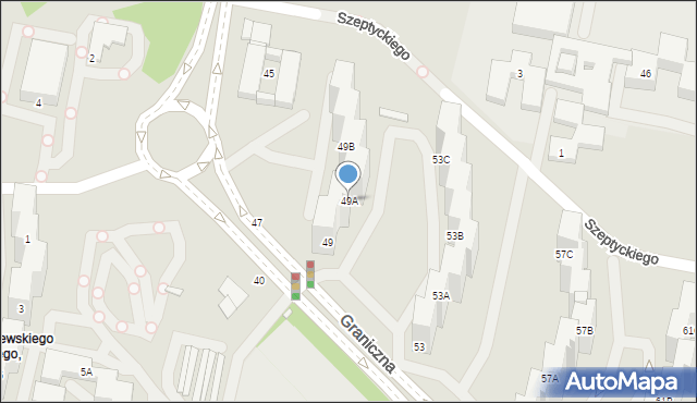 Katowice, Graniczna, 49A, mapa Katowic