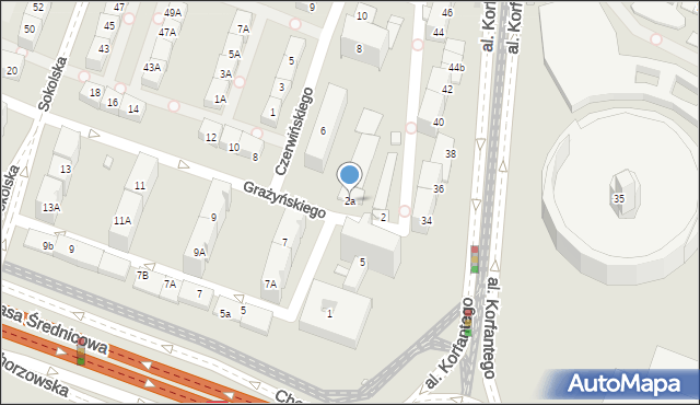 Katowice, Grażyńskiego Michała, 2a, mapa Katowic