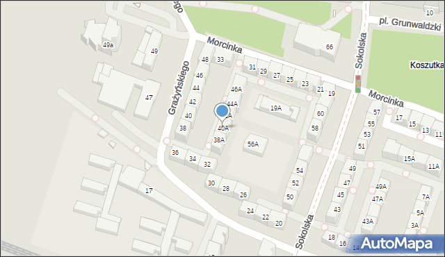 Katowice, Grażyńskiego Michała, 40A, mapa Katowic