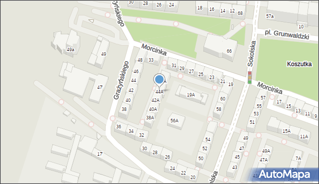 Katowice, Grażyńskiego Michała, 44A, mapa Katowic