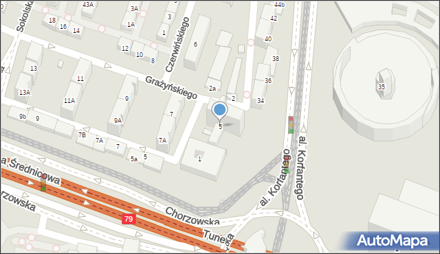 Katowice, Grażyńskiego Michała, 5, mapa Katowic