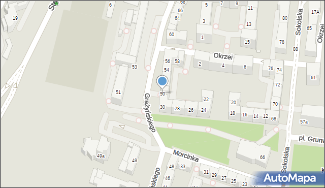 Katowice, Grażyńskiego Michała, 50, mapa Katowic