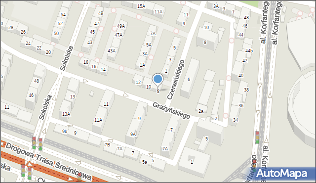 Katowice, Grażyńskiego Michała, 8, mapa Katowic