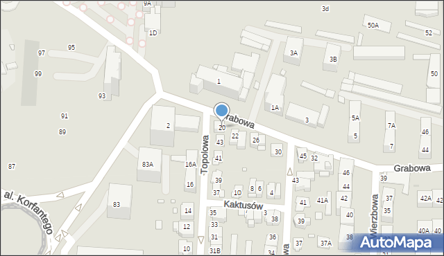 Katowice, Grabowa, 20, mapa Katowic