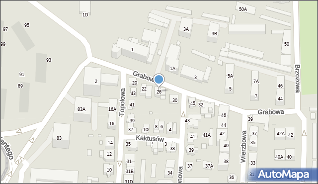 Katowice, Grabowa, 26, mapa Katowic
