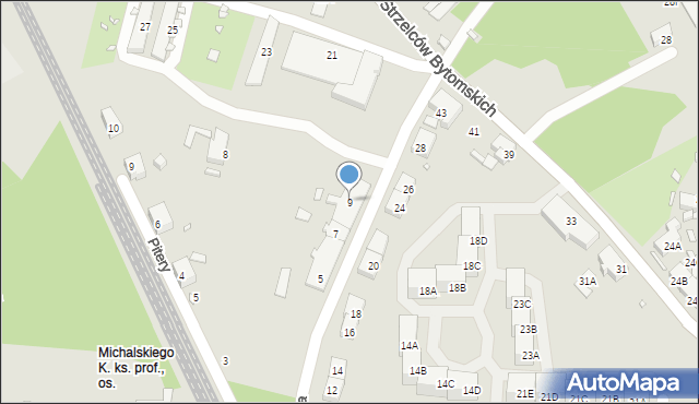 Katowice, Grzegorzka Józefa, 9, mapa Katowic