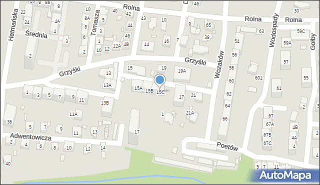 Katowice, Grzyśki, 15C, mapa Katowic
