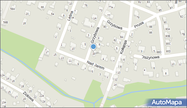 Katowice, Grzybowa, 10, mapa Katowic