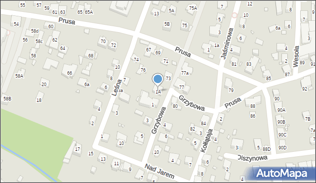 Katowice, Grzybowa, 1A, mapa Katowic