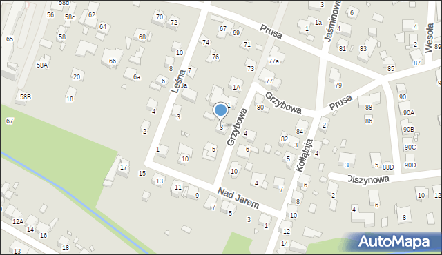 Katowice, Grzybowa, 3, mapa Katowic