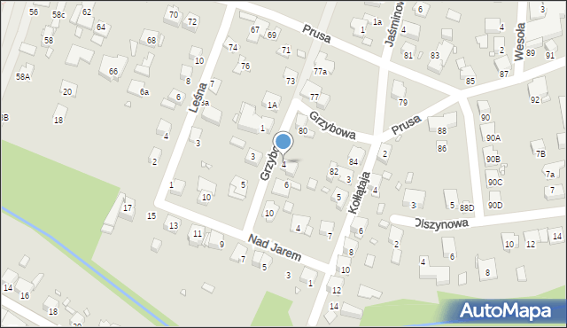 Katowice, Grzybowa, 4, mapa Katowic