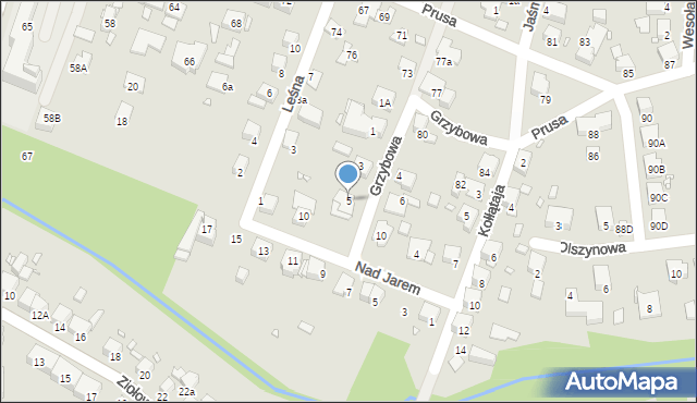 Katowice, Grzybowa, 5, mapa Katowic