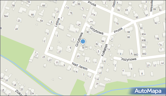 Katowice, Grzybowa, 6, mapa Katowic