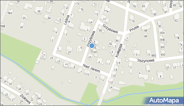 Katowice, Grzybowa, 8, mapa Katowic