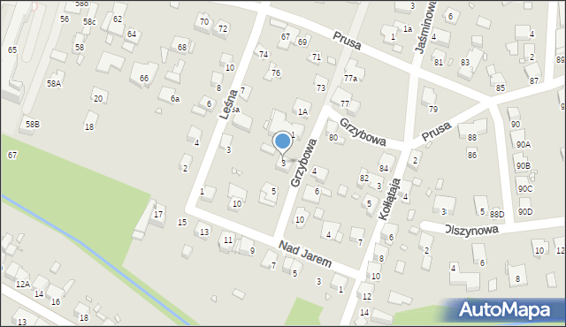 Katowice, Grzybowa, 3, mapa Katowic