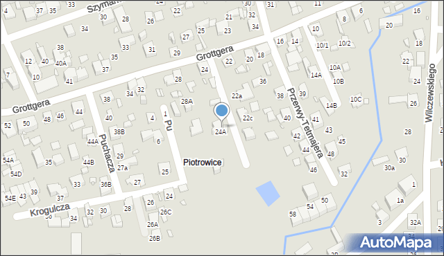 Katowice, Grottgera Artura, 24B, mapa Katowic