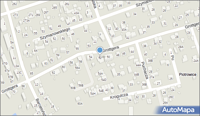 Katowice, Grottgera Artura, 52, mapa Katowic