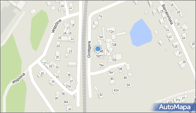 Katowice, Grottgera Artura, 74C, mapa Katowic