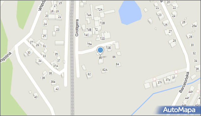 Katowice, Grottgera Artura, 80, mapa Katowic