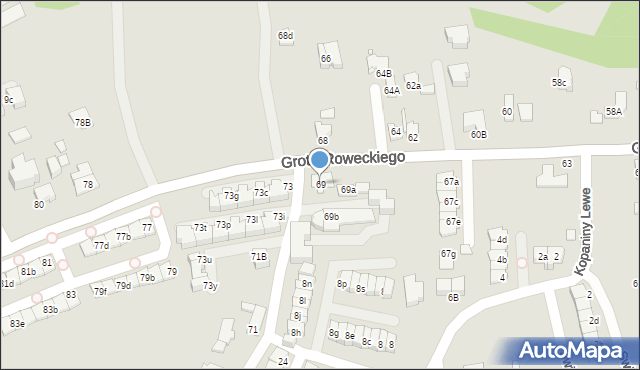 Katowice, Grota-Roweckiego Stefana, gen., 69, mapa Katowic