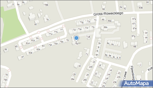 Katowice, Grota-Roweckiego Stefana, gen., 73y, mapa Katowic