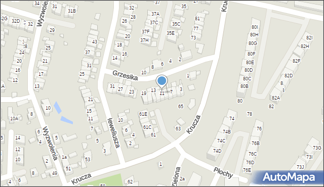 Katowice, Grzesika Karola, 11, mapa Katowic