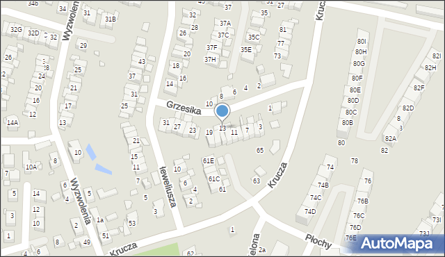 Katowice, Grzesika Karola, 13, mapa Katowic