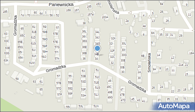 Katowice, Gromadzka, 34A, mapa Katowic