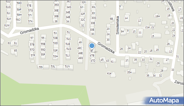 Katowice, Gromadzka, 47A, mapa Katowic