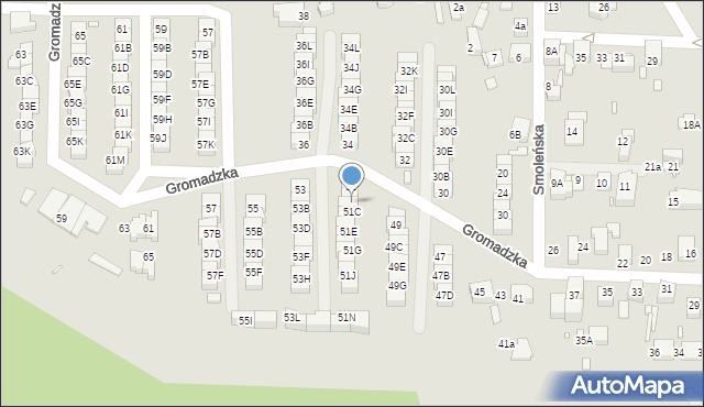 Katowice, Gromadzka, 51B, mapa Katowic