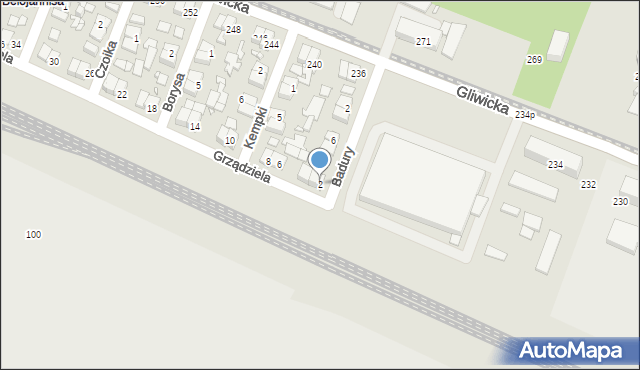 Katowice, Grządziela Jakuba, 2, mapa Katowic