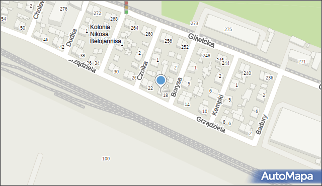 Katowice, Grządziela Jakuba, 20, mapa Katowic