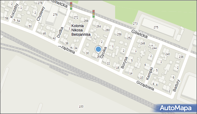 Katowice, Grządziela Jakuba, 26, mapa Katowic
