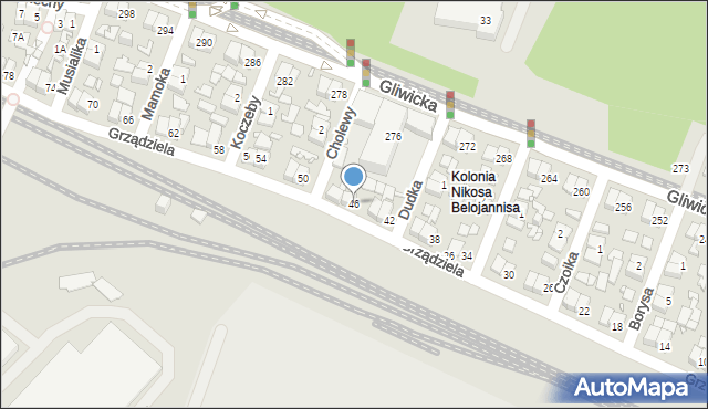 Katowice, Grządziela Jakuba, 46, mapa Katowic
