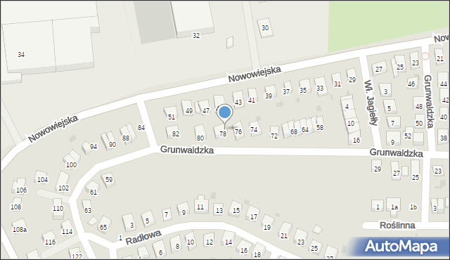 Kąty Wrocławskie, Grunwaldzka, 78a, mapa Kąty Wrocławskie